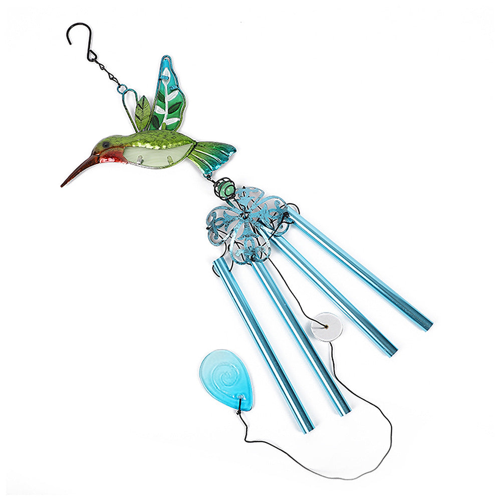 Wholesale Hummingbird Metal Glass Painted Wind Chime Ornament